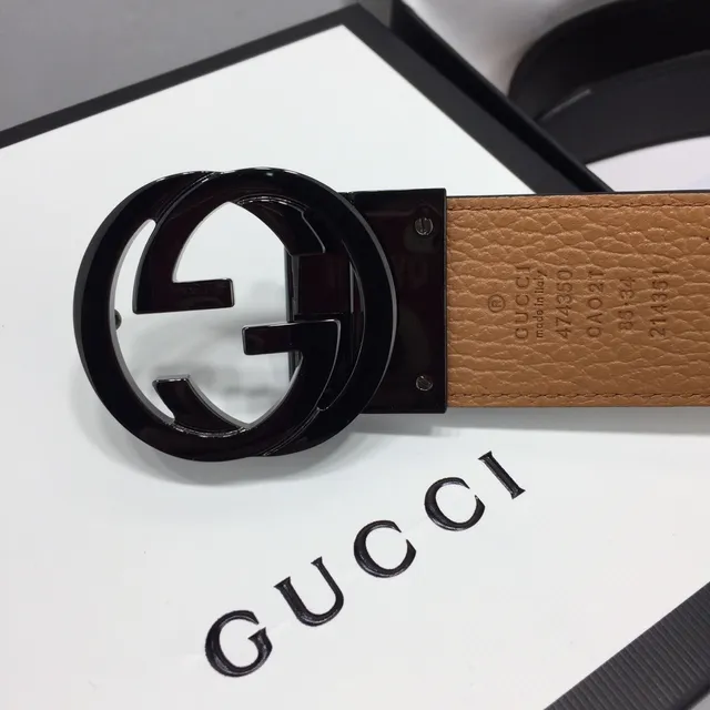 Gucci Ophidia Ceinture en cuir noir et tan 3