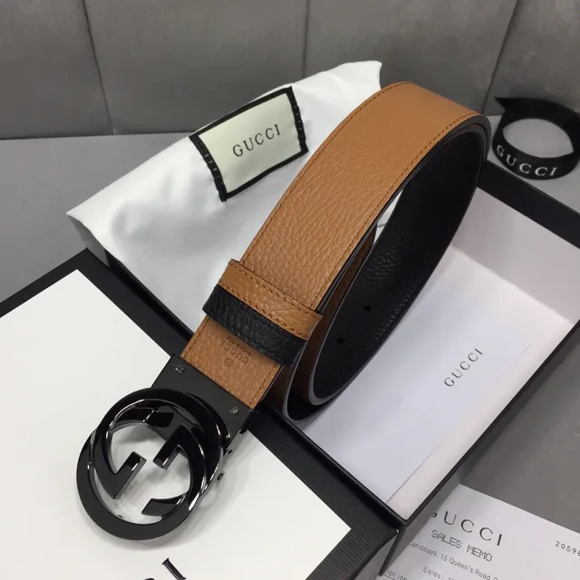 Gucci Ophidia Ceinture en cuir noir et tan 4