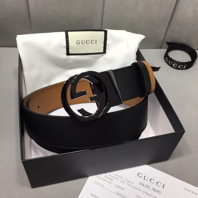 Gucci Ophidia Ceinture en cuir noir et tan 5