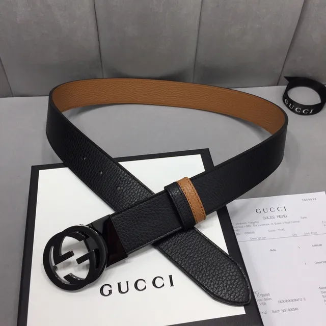 Gucci Ophidia Ceinture en cuir noir et tan 6