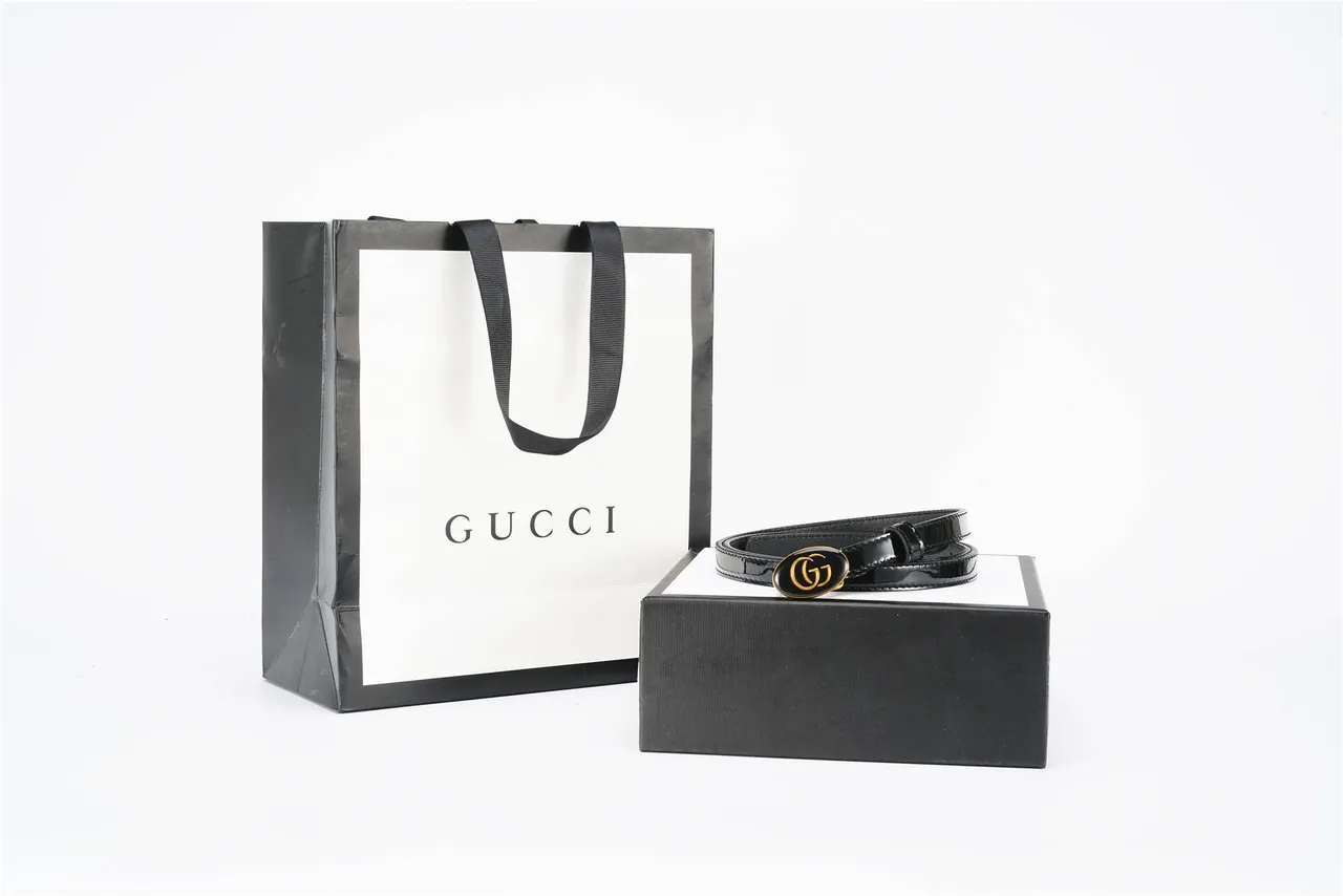 Gucci Ophidia Ceinture en Cuir Patenté Noir 5