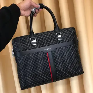 Gucci Ophidia Noir Rouge Quilted GG Motif Cuir Poignée Supérieure Porte-documents Sac à main