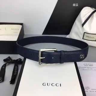 حزام جلدي غوتشي أوفيديا مطبوع GG مونوغرام باللون البحري