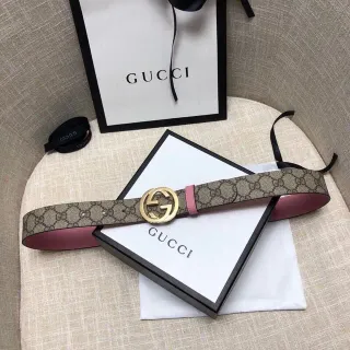 Gucci Ophidia GG Supreme Cinto de couro bege e rosa