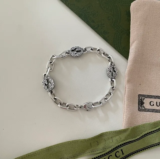 Gucci Ophidia Green Enamel GG Link Bracelet 2