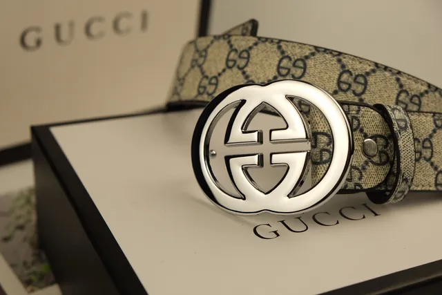 Gucci Ophidia Interlocking G Buckle Cinturón Beige y Negro GG Supreme de Cuero 5