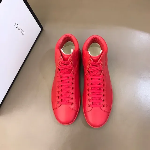 Gucci Red High-Top Perforated Logo Panel Lifestyle Sneakers 3