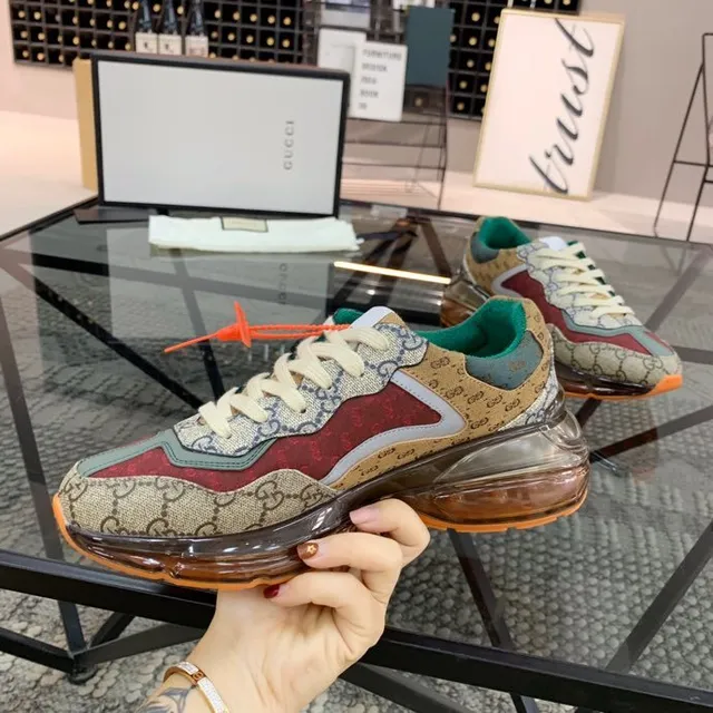 Gucci Rhyton বেইজ লাল সবুজ কমলা চাঙ্কি স্নিকার 5