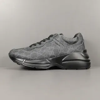Gucci Rhyton Monogram Zapatillas Lifestyle Gris Carbón y Negro