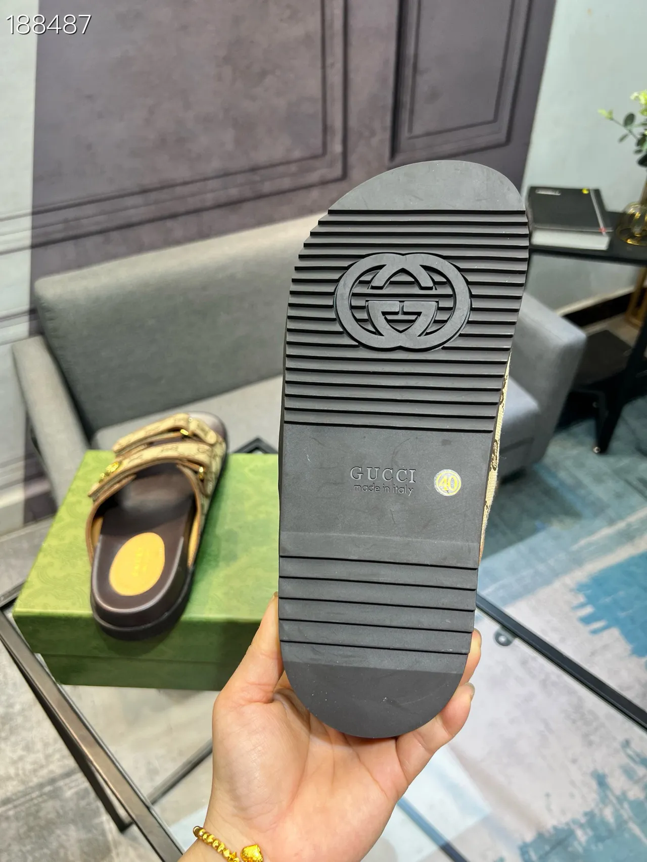 Gucci Screener बेज GG Monogram Canvas डबल-स्ट्रैप कैजुअल सैंडल्स 3