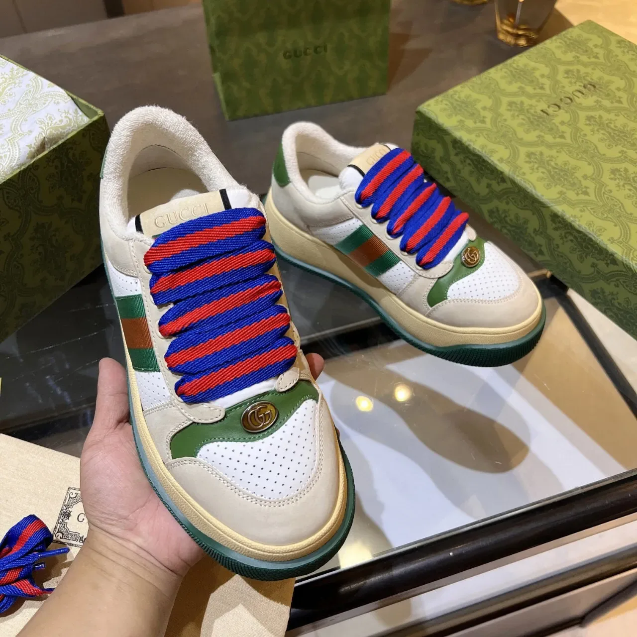 Gucci Screener Beige Blanco Verde Rojo Azul Sneakers Lifestyle 2