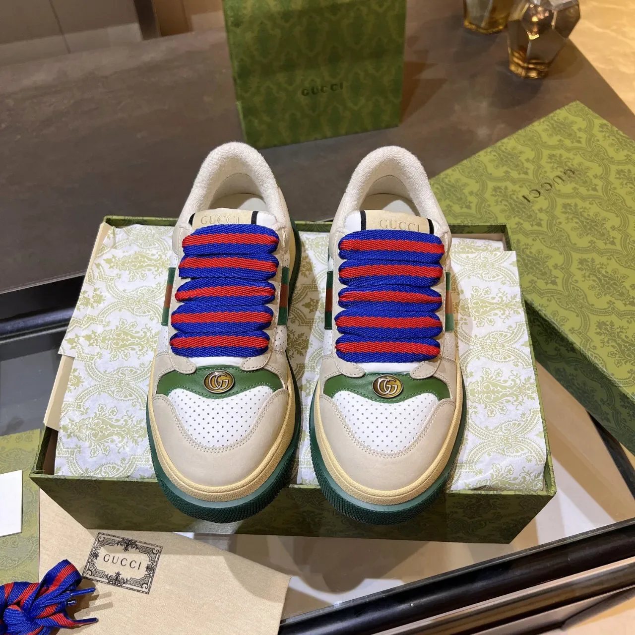 Gucci Screener Beige Blanco Verde Rojo Azul Sneakers Lifestyle 3