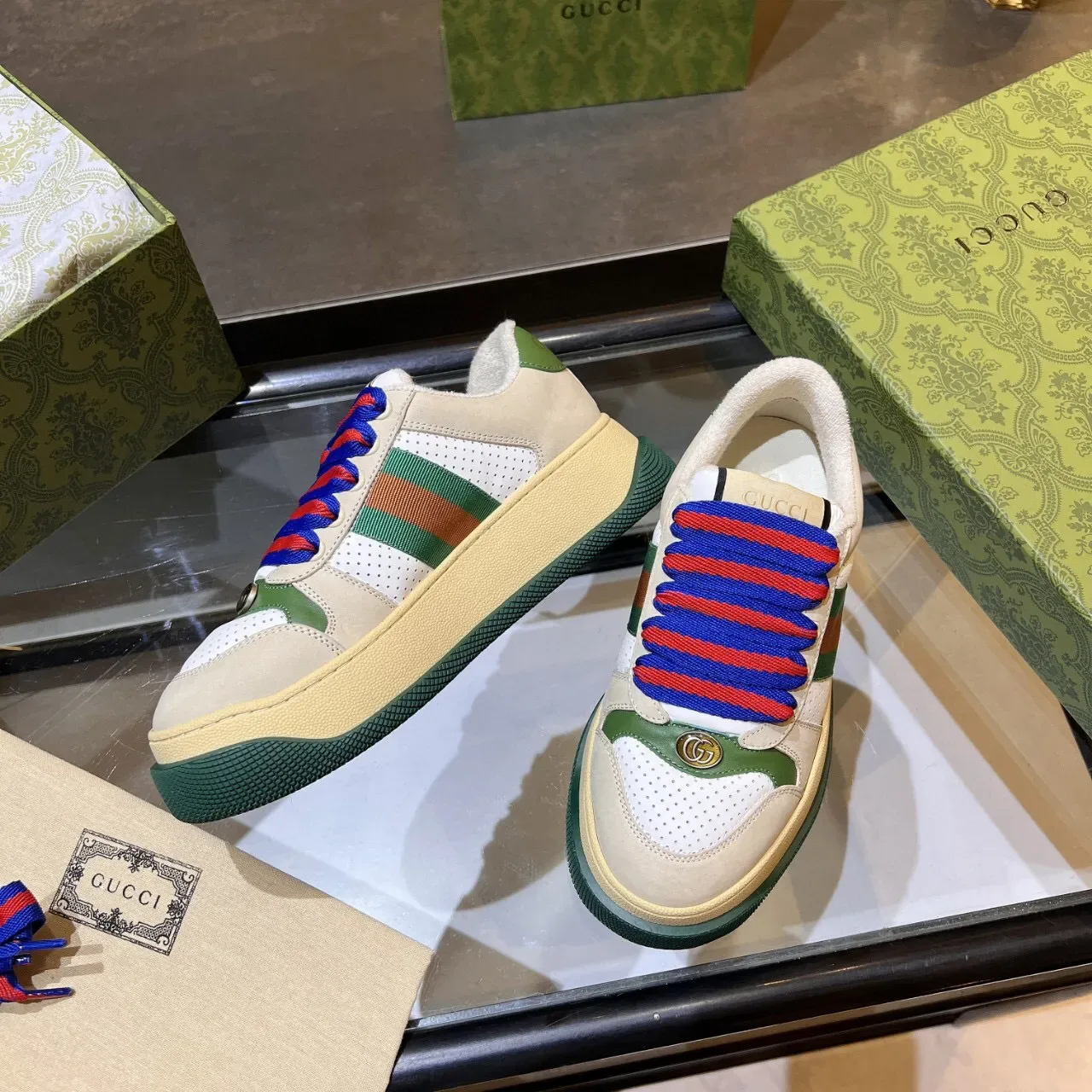 Gucci Screener Beige Blanco Verde Rojo Azul Sneakers Lifestyle 8