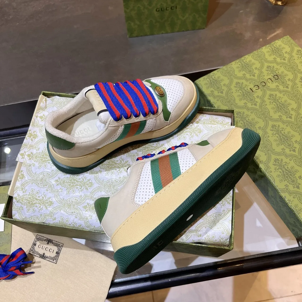 Gucci Screener Beige Blanco Verde Rojo Azul Sneakers Lifestyle 9