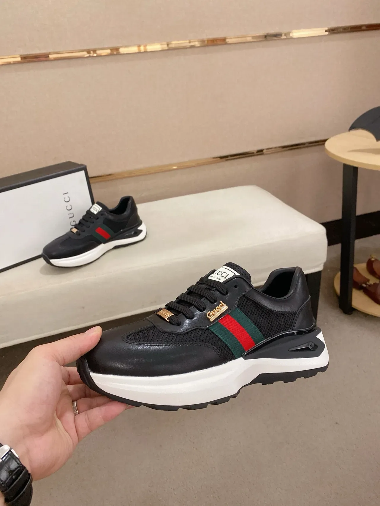Gucci Screener Preto Verde Vermelho Web Lifestyle Sneakers 3