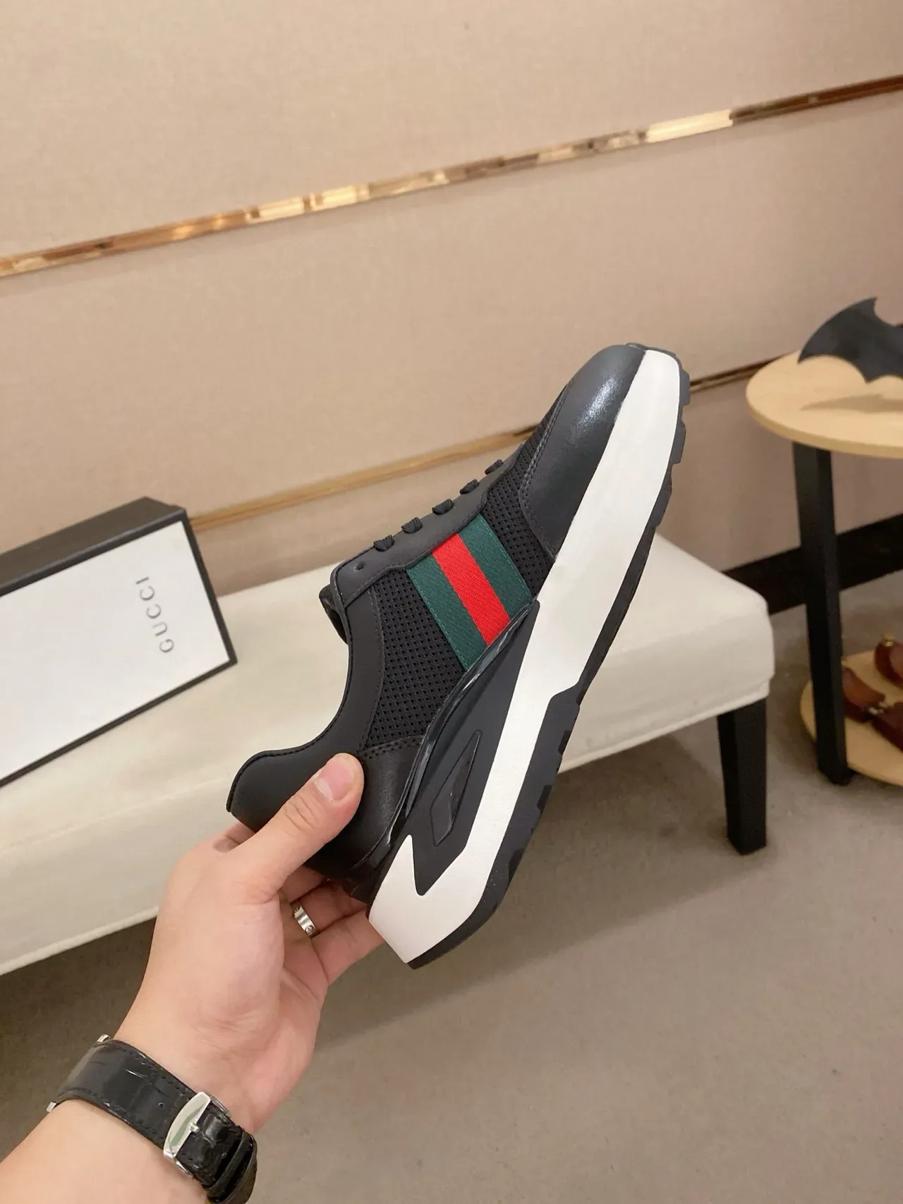 Gucci Screener Preto Verde Vermelho Web Lifestyle Sneakers 5