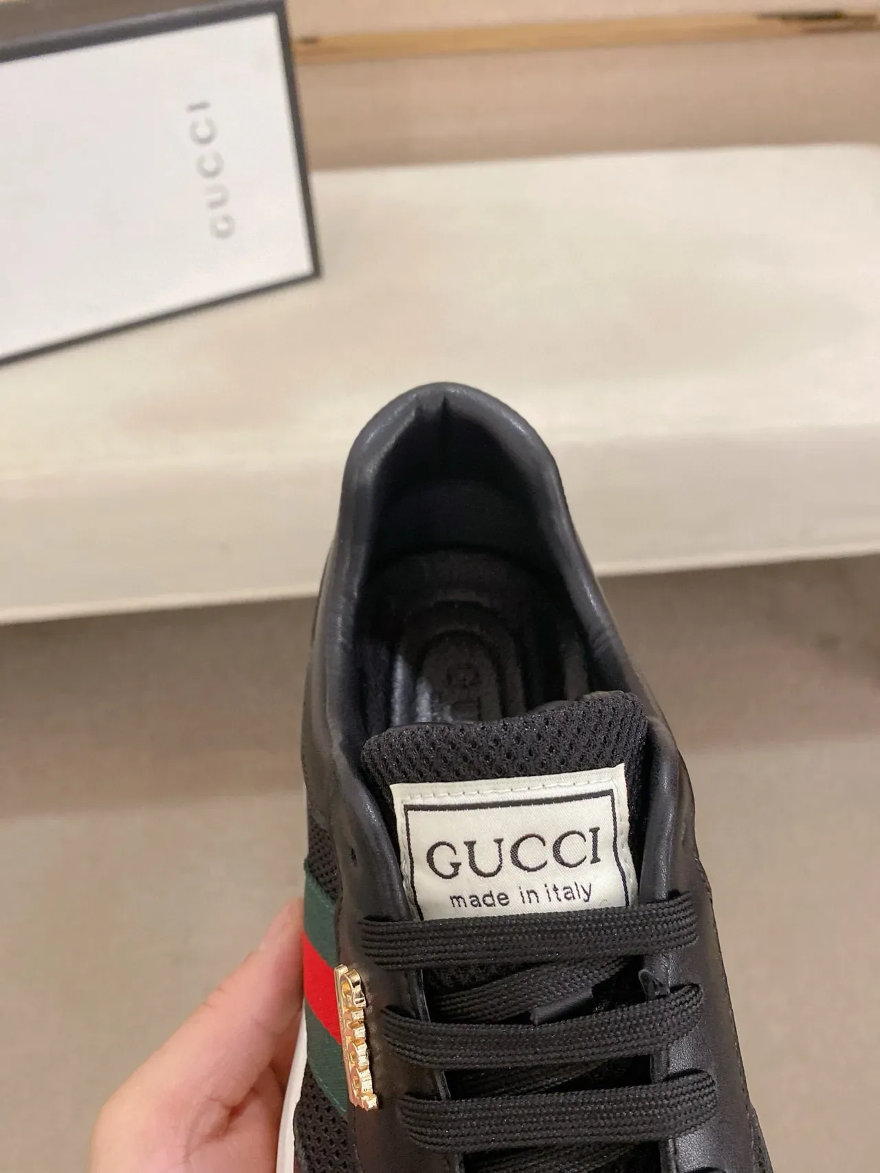 Gucci Screener Preto Verde Vermelho Web Lifestyle Sneakers 6