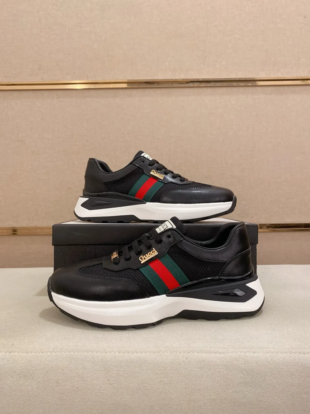 Gucci Screener Preto Verde Vermelho Web Lifestyle Sneakers 7