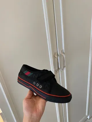 Gucci Screener Negro Naranja Correa Velcro Cierre Interlocking G Jacquard Superior Sneakers Estilo de Vida 8