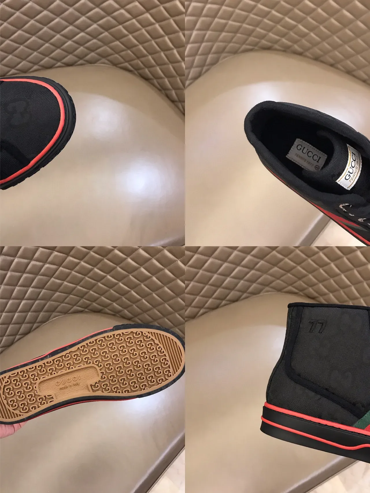 Gucci Screener কালো লাল সবুজ ওয়েব হাই-টপ লাইফস্টাইল স্নিকার 2