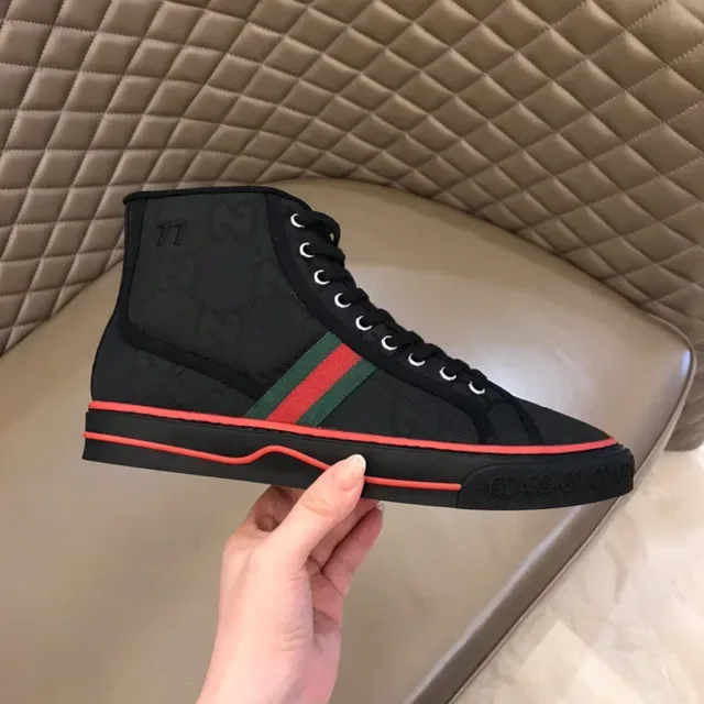Gucci Screener কালো লাল সবুজ ওয়েব হাই-টপ লাইফস্টাইল স্নিকার 5