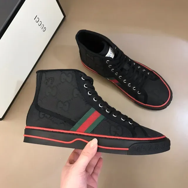 Gucci Screener কালো লাল সবুজ ওয়েব হাই-টপ লাইফস্টাইল স্নিকার 7