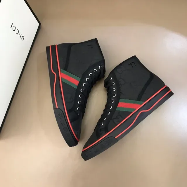Gucci Screener কালো লাল সবুজ ওয়েব হাই-টপ লাইফস্টাইল স্নিকার 8