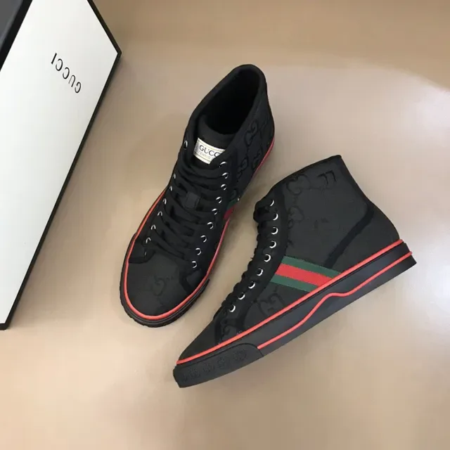 Gucci Screener কালো লাল সবুজ ওয়েব হাই-টপ লাইফস্টাইল স্নিকার 9