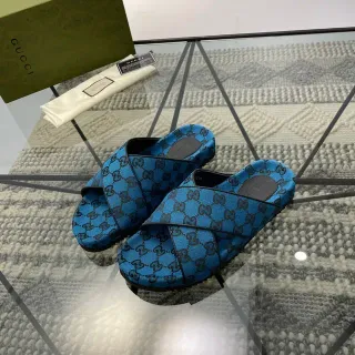 Gucci Screener Azules GG Monogram Pantuflas