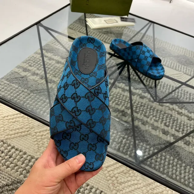 Gucci Screener Blue GG Monogram Slippers 3