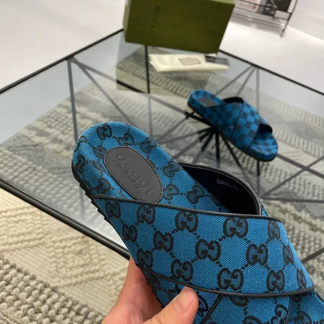 Gucci Screener Blue GG Monogram Slippers 5