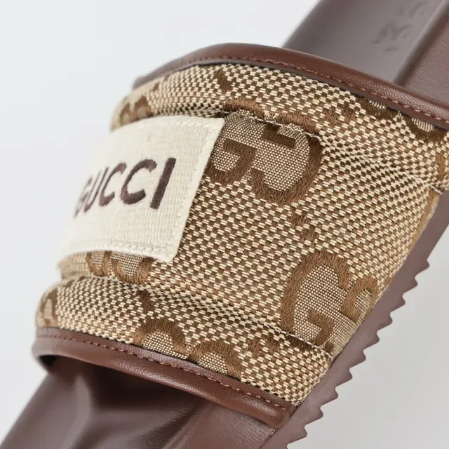 Gucci Screener GG Monogram বেইজ এবং বাদামি স্লাইড স্লিপার্স 6