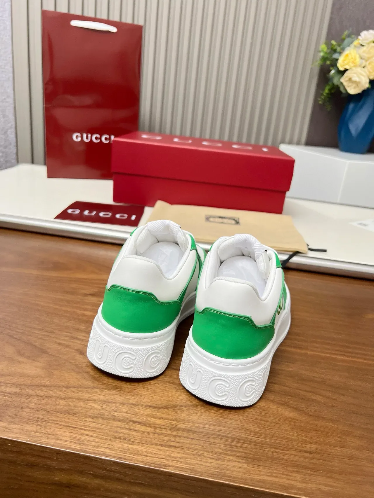 Gucci Screener Green and White Lifestyle Sneakers 7