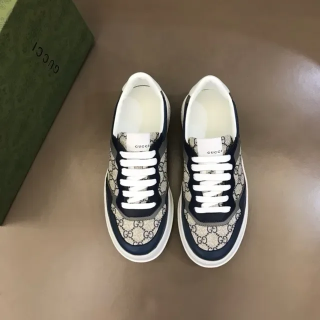 Gucci Screener Navy et Beige GG Monogram Chaussures lifestyle 3