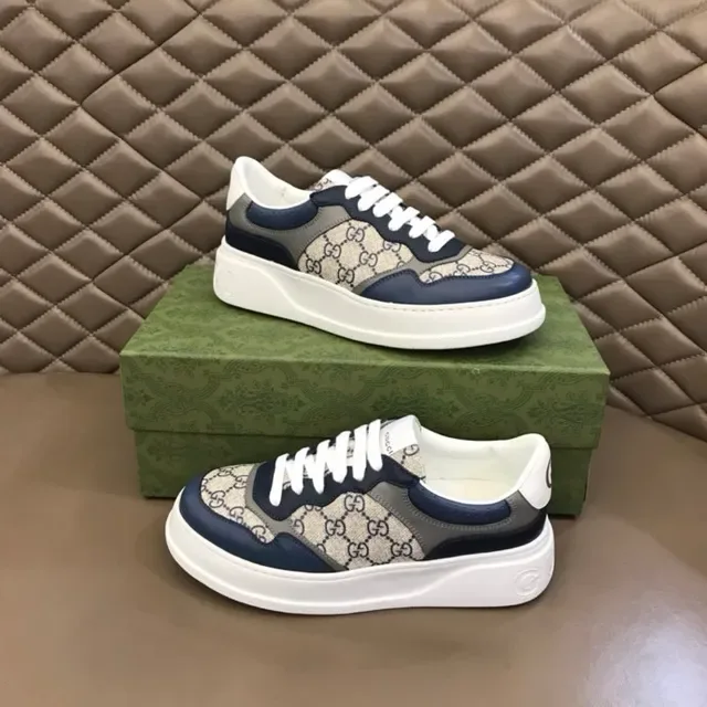 Gucci Screener Navy et Beige GG Monogram Chaussures lifestyle 8