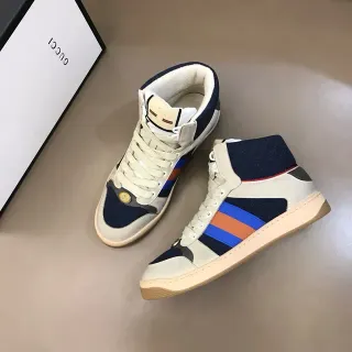 Gucci Screener Off-White Navy Web Stripe Zapatillas Lifestyle de Alto