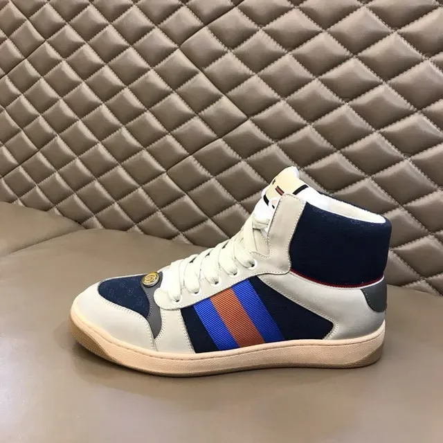 Gucci Screener Off-White Navy Web Stripe Zapatillas Lifestyle de Alto 4