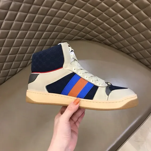 Gucci Screener Off-White Navy Web Stripe Zapatillas Lifestyle de Alto 5