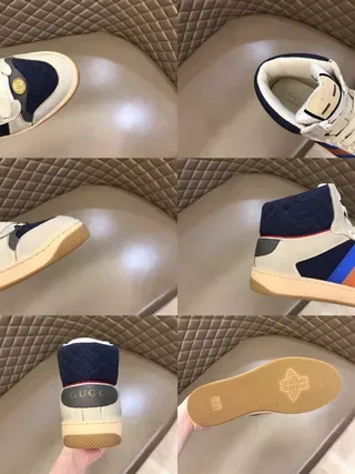 Gucci Screener Off-White Navy Web Stripe Zapatillas Lifestyle de Alto 6