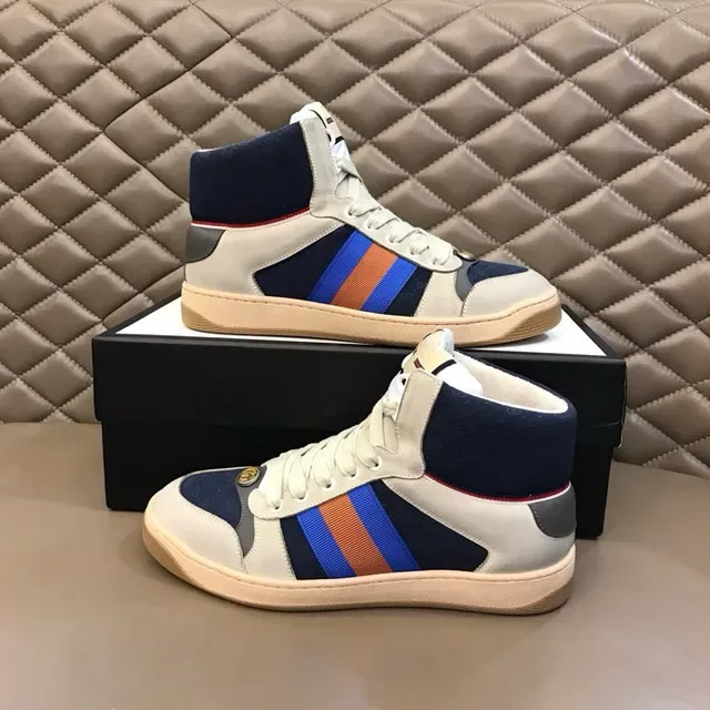 Gucci Screener Off-White Navy Web Stripe Zapatillas Lifestyle de Alto 8