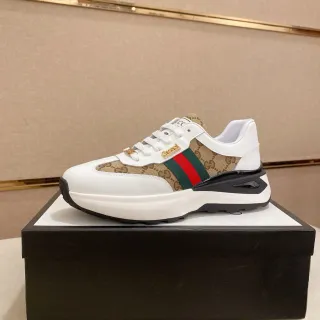 Gucci Screener সাদা বেইজ লাল সবুজ ওয়েব Chunky Sneakers