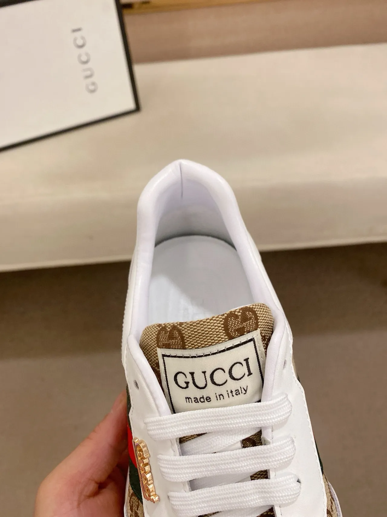 Gucci Screener Blanc Beige Rouge Vert Web Chunky Sneakers 6