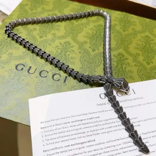 Collier Gucci Serpent Argent Noir Articulé Détail Écailles Texturées