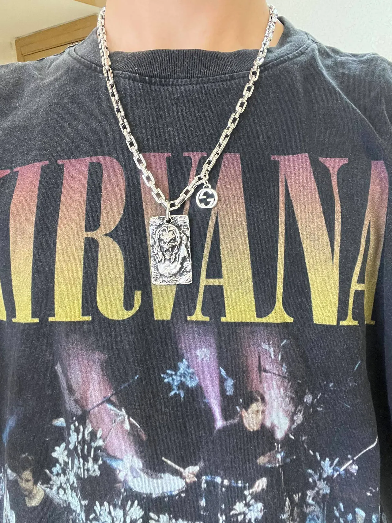 Gucci Silver Link Chain Sculpted Grotesque-Face Pendant Necklace 5