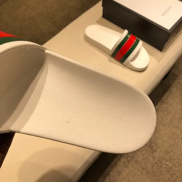Gucci Slide White Red Green Web Stripe Slippers 4