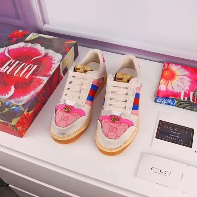 Gucci Tennis 1977 Beige Pink Red Blue Web Stripe Lifestyle Sneakers 4