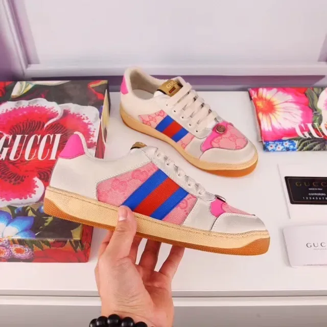 Gucci Tennis 1977 Beige Pink Red Blue Web Stripe Lifestyle Sneakers 6