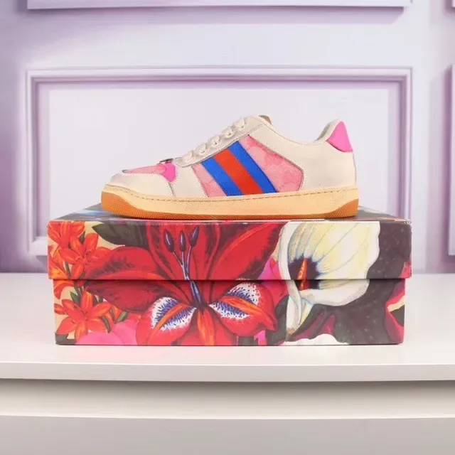Gucci Tennis 1977 Beige Pink Red Blue Web Stripe Lifestyle Sneakers 8