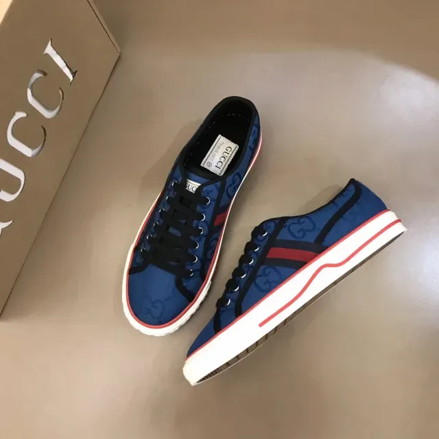 Gucci Tennis 1977 蓝色 GG Monogram Web Stripe 生活方式运动鞋 4