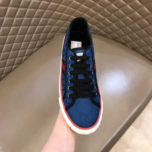 Gucci Tennis 1977 蓝色 GG Monogram Web Stripe 生活方式运动鞋 5
